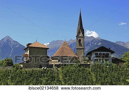 Stock Photo - Romanesque Round Church of St. George above Scena near Merano, Alto Adige, Italy, Europe. Fotosearch