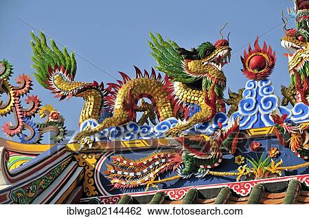 Roof detail, dragon, Taoism, Chinese temple on Ho Road, Wat Putaugongmaa, Nong Khai, Thailand, Asia, PublicGround, Asia View Large Photo Image Stock Image - Roof detail, dragon, Taoism, Chinese temple on Ho Road, Wat Putaugongmaa, Nong Khai, Thailand, Asia, PublicGround, Asia. Fotosearch