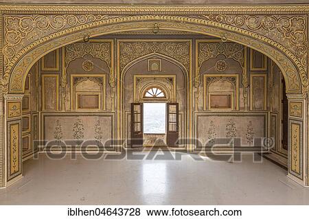 Stock Photo - Room with historic wall painting in Nahargarh Fort, Jaipur, Rajasthan, India, Asia. Fotosearch