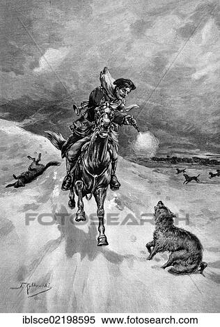 Russian postman being attacked by wolves, historic wood engraving, about 1897 View Large Photo Image Stock Photography - Russian postman being attacked by wolves, historic wood engraving, about 1897. Fotosearch