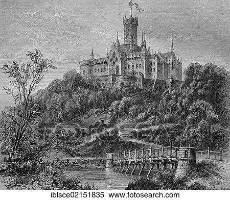 Schloss Marienburg Castle in Hanover, Lower Saxony, Germany, historical engraving, 1869, Europe View Large Photo Image Stock Photography - Schloss Marienburg Castle in Hanover, Lower Saxony, Germany, historical engraving, 1869, Europe. Fotosearch