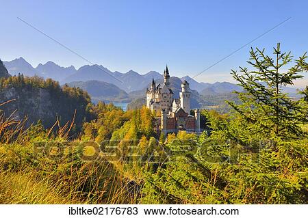 Schloss Neuschwanstein Castle, near Fussen, Ostallgaeu, Allgaeu, Bavaria, Germany, Europe View Large Photo Image Stock Image - Schloss Neuschwanstein Castle, near Fussen, Ostallgaeu, Allgaeu, Bavaria, Germany, Europe. Fotosearch