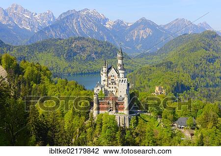 Stock Image - Schloss Neuschwanstein Castle near Fuessen, Allgaeu, Bavaria, Germany, Europe. Fotosearch