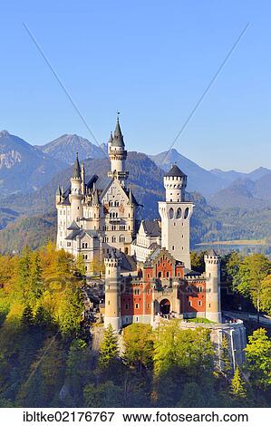 Schloss Neuschwanstein Castle, near Fussen, Ostallgaeu, Allgaeu, Bavaria, Germany, Europe View Large Photo Image Stock Photo - Schloss Neuschwanstein Castle, near Fussen, Ostallgaeu, Allgaeu, Bavaria, Germany, Europe. Fotosearch