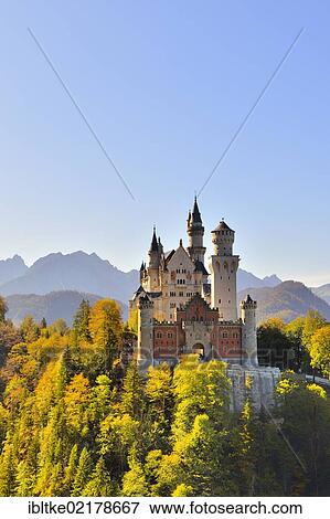 Schloss Neuschwanstein Castle, near Fussen, Ostallgaeu, Allgaeu, Bavaria, Germany, Europe View Large Photo Image Stock Photo - Schloss Neuschwanstein Castle, near Fussen, Ostallgaeu, Allgaeu, Bavaria, Germany, Europe. Fotosearch