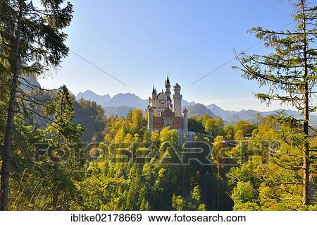 Schloss Neuschwanstein Castle, near Fussen, Ostallgaeu, Allgaeu, Bavaria, Germany, Europe View Large Photo Image Stock Photo - Schloss Neuschwanstein Castle, near Fussen, Ostallgaeu, Allgaeu, Bavaria, Germany, Europe. Fotosearch