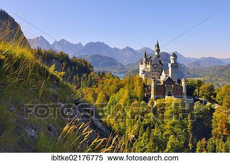 Schloss Neuschwanstein Castle, near Fussen, Ostallgaeu, Allgaeu, Bavaria, Germany, Europe View Large Photo Image Stock Photography - Schloss Neuschwanstein Castle, near Fussen, Ostallgaeu, Allgaeu, Bavaria, Germany, Europe. Fotosearch