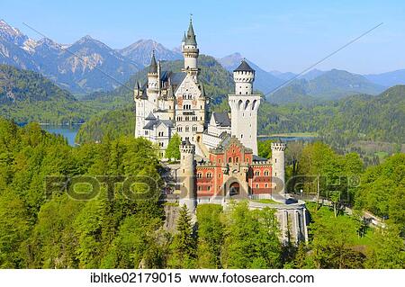 Stock Photography - Schloss Neuschwanstein Castle, near Fussen, Ostallgaeu, Allgaeu, Bavaria, Germany, Europe. Fotosearch