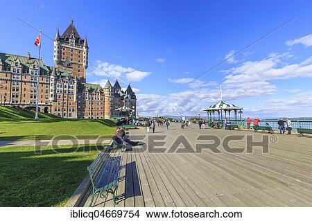 Seaside promenade Dufferin Terrace with Château Frontenac, St. Lawrence River, Québec, Québec Province, Canada, North America View Large Photo Image Picture - Seaside promenade Dufferin Terrace with Château Frontenac, St. Lawrence River, Québec, Québec Province, Canada, North America. Fotosearch