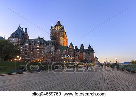 Seaside promenade Dufferin Terrace with Château Frontenac, dusk, Québec, Québec Province, Canada, North America View Large Photo Image Stock Photo - Seaside promenade Dufferin Terrace with Château Frontenac, dusk, Québec, Québec Province, Canada, North America. Fotosearch