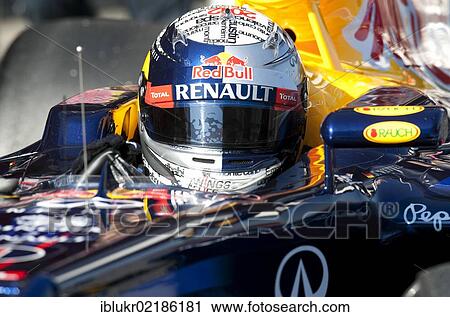 Stock Image - Sebastian Vettel, GER, Red Bull Racing RB8, during the Formula 1 testing sessions, 21. -24. 2. 2012, at the Circuit de Catalunya in Barcelona, Spain, Europe. Fotosearch