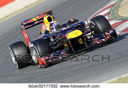 Stock Image - Sebastian Vettel, GER, Red Bull Racing-Renault RB8, Formula 1 testing sessions, February 2012, Barcelona, Spain, Europe. Fotosearch