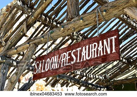 Stock Image - Shield Saloon and Restaurant of Lajitas Golf Resort, Lajitas, Texas, USA, North America. Fotosearch