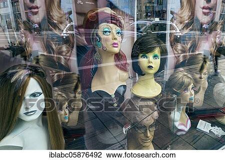 Shop window with wigs, Munich, Upper Bavaria, Bavaria, Germany, Europe View Large Photo Image Stock Image - Shop window with wigs, Munich, Upper Bavaria, Bavaria, Germany, Europe. Fotosearch