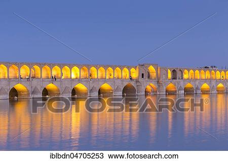 Stock Image - Si-o-se Pol, at dusk, Esfahan, Iran, Asia. Fotosearch