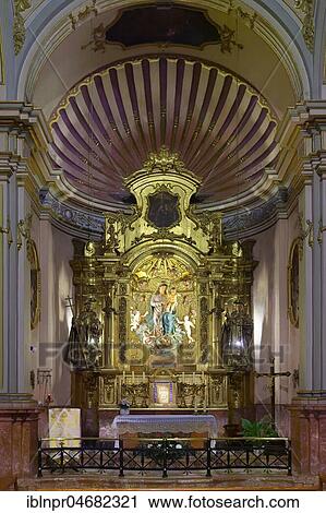 Stock Image - Side altar, interior, Church of St. Bartholomew, Roman Catholic parish church, Plaza de sa Constitucio, Sóller, Serra de Tramuntana, Majorca, Balearic Islands, Spain, Europe. Fotosearch