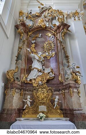 Picture - Side altar, Schäftlarn Monastery, Upper Bavaria, Bavaria, Germany, Europe. Fotosearch