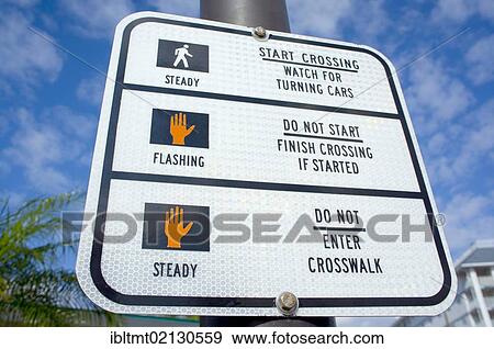 Sign at pedestrian traffic lights, Florida, United States, USA, North America View Large Photo Image Stock Photo - Sign at pedestrian traffic lights, Florida, United States, USA, North America. Fotosearch