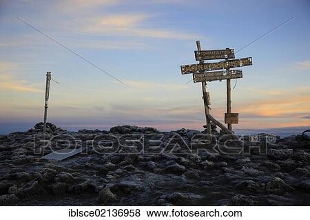 Sign at the summit of Mount Kilimanjaro, Tanzania, Africa View Large Photo Image Stock Photo - Sign at the summit of Mount Kilimanjaro, Tanzania, Africa. Fotosearch