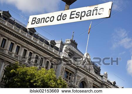 Sign for the metro station at the Central Bank of Spain, Banco de Espana, on Plaza de la Cibeles square, Madrid, Spain, Europe View Large Photo Image Stock Photo - Sign for the metro station at the Central Bank of Spain, Banco de Espana, on Plaza de la Cibeles square, Madrid, Spain, Europe. Fotosearch