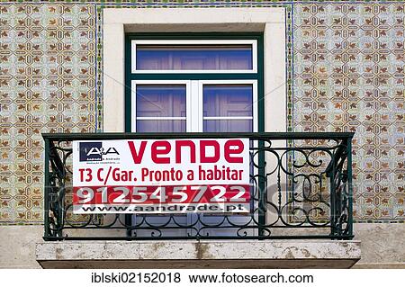 Sign, property for sale in Lisbon, Portugal, Europe View Large Photo Image Stock Photo - Sign, property for sale in Lisbon, Portugal, Europe. Fotosearch