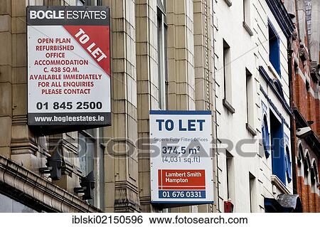 Signs for offices to let, rent office space, in the financial district, Dublin, Ireland, Europe View Large Photo Image Stock Photograph - Signs for offices to let, rent office space, in the financial district, Dublin, Ireland, Europe. Fotosearch