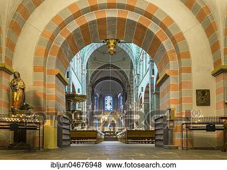 Stock Photo - Simultankirche Sankt Nikolaus, former Benedictine abbey Brauweiler, Pulheim, Rhineland, North Rhine-Westphalia, Germany, Europe. Fotosearch