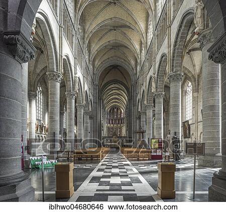 Stock Photograph - Sint-Maartenskathedraal, St. Martin's Cathedral, interior, Ypres, West Flanders, Belgium, Europe. Fotosearch