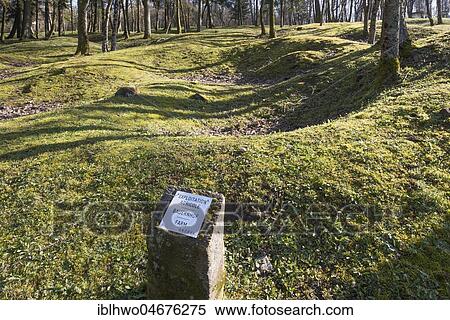 Site of the destroyed village Fleury-devant-Douaumont, grenade funnel, farm commemorative plaque, battlefield of Verdun, First World War, Verdun, Grand Est, France, Europe View Large Photo Image Stock Photography - Site of the destroyed village Fleury-devant-Douaumont, grenade funnel, farm commemorative plaque, battlefield of Verdun, First World War, Verdun, Grand Est, France, Europe. Fotosearch