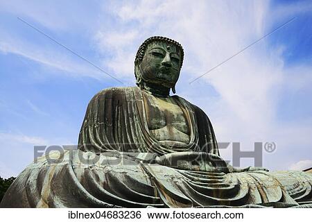 Stock Photograph - Sitting Buddha Amida Nyorai, Buddhist Temple Kōtoku-in, Kamakura, Honshu Island, Japan, Asia. Fotosearch
