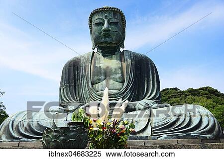 Sitting Buddha Amida Nyorai, Buddhist Temple Kōtoku-in, Kamakura, Honshu Island, Japan, Asia View Large Photo Image Stock Photography - Sitting Buddha Amida Nyorai, Buddhist Temple Kōtoku-in, Kamakura, Honshu Island, Japan, Asia. Fotosearch