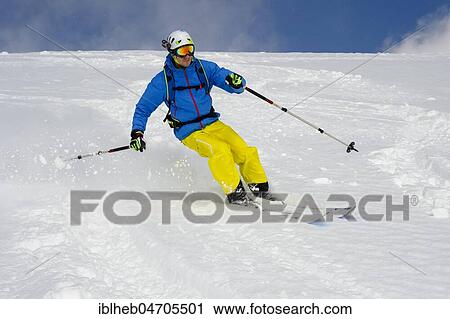 Skier, downhill in powder snow, Abruzzo, Italy, Europe View Large Photo Image Stock Image - Skier, downhill in powder snow, Abruzzo, Italy, Europe. Fotosearch