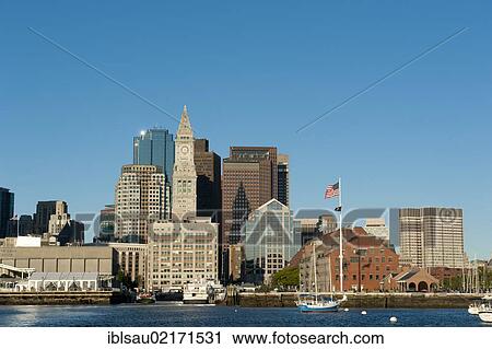 Skyline with Custom House Tower, Financial District, view from Boston Harbor, Boston, Massachusetts, New England, USA, North America, America, North America View Large Photo Image Stock Image - Skyline with Custom House Tower, Financial District, view from Boston Harbor, Boston, Massachusetts, New England, USA, North America, America, North America. Fotosearch