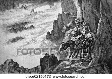 Smugglers in the mountains on a mule path, historical woodcut, circa 1870 View Large Photo Image Stock Image - Smugglers in the mountains on a mule path, historical woodcut, circa 1870. Fotosearch