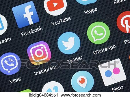 Social Media Apps on a smartphone, close up View Large Photo Image Stock Image - Social Media Apps on a smartphone, close up. Fotosearch