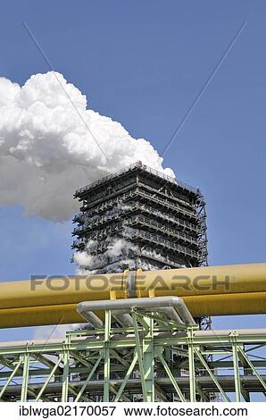 Stock Photo - Southern wet quenching tower, Kokerei Schwelgern, coking plant, ThyssenKrupp Steel works in Hamborn, Duisburg, North Rhine-Westphalia, Germany, Europe, PublicGround, Europe. Fotosearch