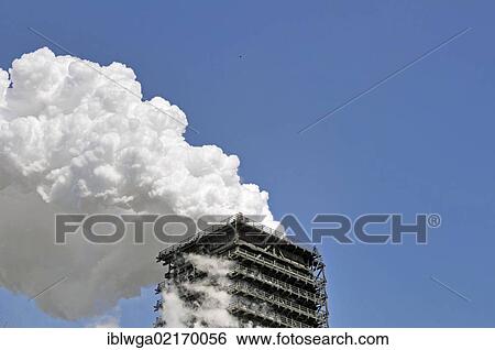 Stock Photograph - Southern wet quenching tower, Kokerei Schwelgern, coking plant, ThyssenKrupp Steel works in Hamborn, Duisburg, North Rhine-Westphalia, Germany, Europe, PublicGround, Europe. Fotosearch