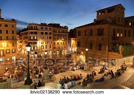 Spanish Steps in the early evening, Piazza Spagna, Rome, Italy, Europe View Large Photo Image Stock Image - Spanish Steps in the early evening, Piazza Spagna, Rome, Italy, Europe. Fotosearch