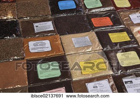 Spices for sale in Darajani Market, the bazaar of Zanzibar, Stone Town, Zanzibar, Tanzania, Africa View Large Photo Image Stock Image - Spices for sale in Darajani Market, the bazaar of Zanzibar, Stone Town, Zanzibar, Tanzania, Africa. Fotosearch