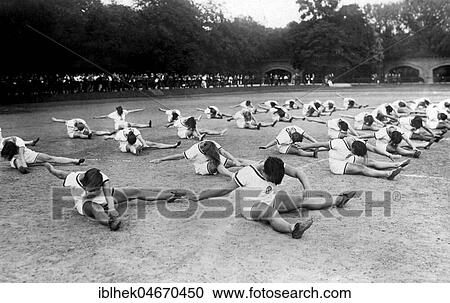 Sport, group of women in gymnastics in a field, 1930s, Germany, Europe View Large Photo Image Stock Image - Sport, group of women in gymnastics in a field, 1930s, Germany, Europe. Fotosearch