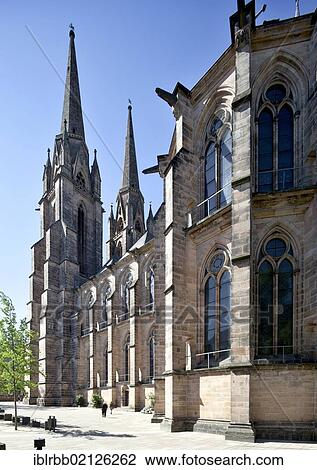 Stock Image - St. Elisabeth's Church, Marburg, Hesse, Germany, Europe, PublicGround, Europe. Fotosearch