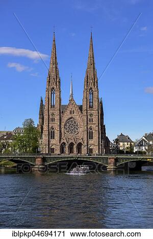 St. Paul's Church on the Ill River, Strasbourg, Alsace, France, Europe View Large Photo Image Stock Image - St. Paul's Church on the Ill River, Strasbourg, Alsace, France, Europe. Fotosearch