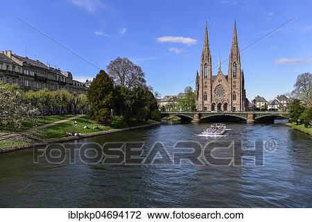 St. Paul's Church on the Ill River, Strasbourg, Alsace, France, Europe View Large Photo Image Stock Image - St. Paul's Church on the Ill River, Strasbourg, Alsace, France, Europe. Fotosearch