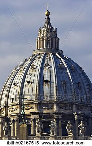 Stock Photography - St. Peter's Basilica, dome with figures of saints, St. Peter's Square, Rome, Vatican, Italy, Europe. Fotosearch