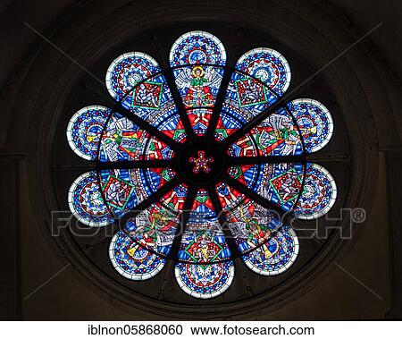 Stock Image - Stained glass window in the cathedral church of St. Blasii, Brunswick, Lower Saxony, Germany, Europe. Fotosearch