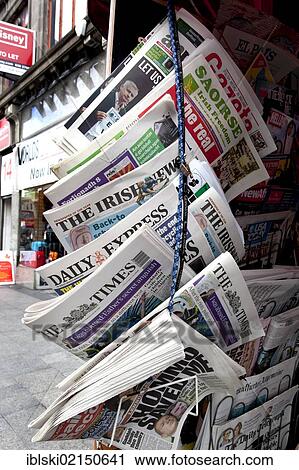 Stall with Irish and international newspapers in the shopping district of Henry Street in Dublin, Ireland, Europe View Large Photo Image Stock Image - Stall with Irish and international newspapers in the shopping district of Henry Street in Dublin, Ireland, Europe. Fotosearch
