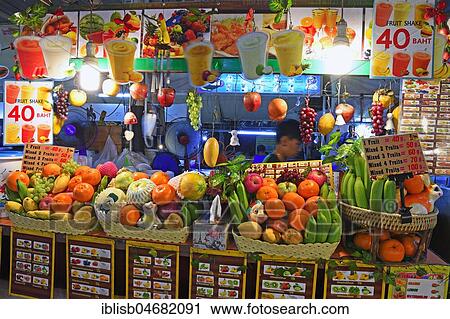 Stand with fresh fruit for the production of fruity smoothies, night market Patong Beach, Phuket, Thailand, Asia View Large Photo Image Stock Image - Stand with fresh fruit for the production of fruity smoothies, night market Patong Beach, Phuket, Thailand, Asia. Fotosearch