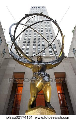 Statue of Atlas in front of a skyscraper, Rockefeller Center, Mid Town, Manhattan, New York City, USA, North America, America, North America View Large Photo Image Stock Image - Statue of Atlas in front of a skyscraper, Rockefeller Center, Mid Town, Manhattan, New York City, USA, North America, America, North America. Fotosearch