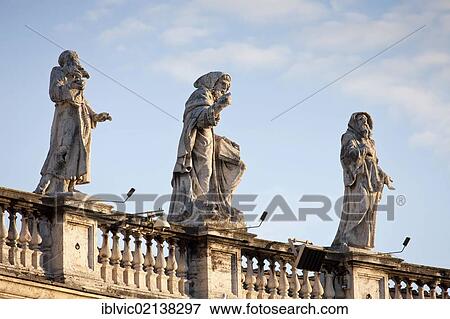 Statues on the colonnade of St. Peter's Square, Rome, Italy, Europe View Large Photo Image Stock Photo - Statues on the colonnade of St. Peter's Square, Rome, Italy, Europe. Fotosearch