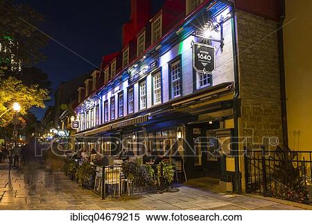 Street café, bistro in the evening in the historic old town of Québec, Québec Province, Canada, North America View Large Photo Image Stock Photography - Street café, bistro in the evening in the historic old town of Québec, Québec Province, Canada, North America. Fotosearch